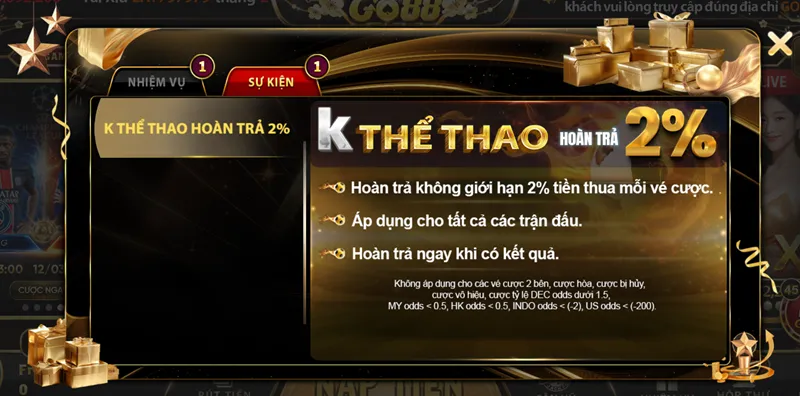 go88 khuyến mãi cược thể thao hoan trả x2